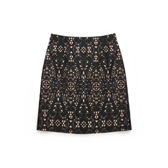 Jovani Dresses & Skirts - Jovani Black and cream  A-Line leather Cocktail Skirt